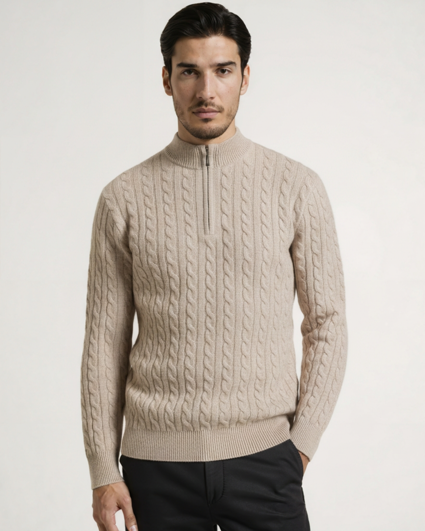 100% Cashmere Woven Half Zip
