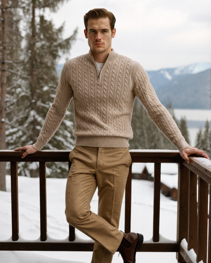 100% Cashmere Woven Half Zip